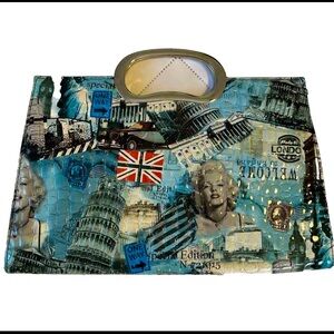 Marilyn Monroe Faux Patent Gator-like Leather Retro Style Clutch Purse